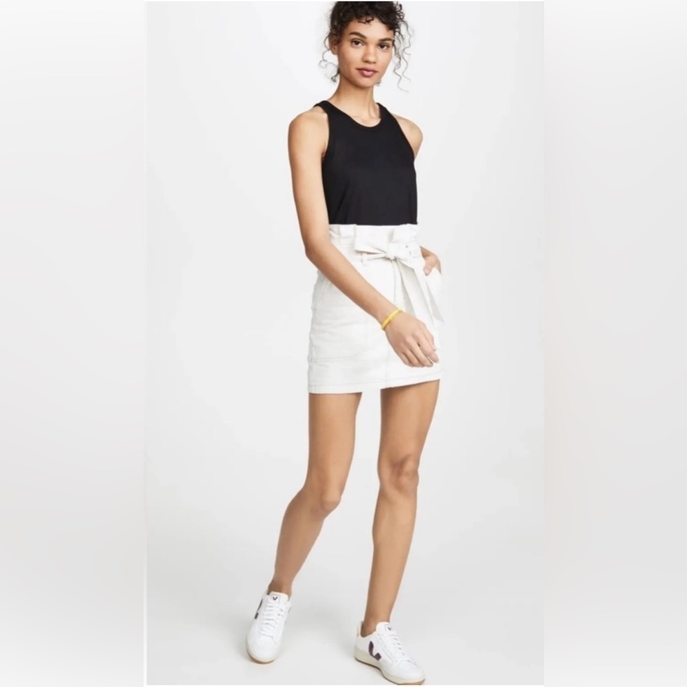 Free People Splendor In The Grass Skirt, Beige or Offwhite Paperbag Skirt Size 6